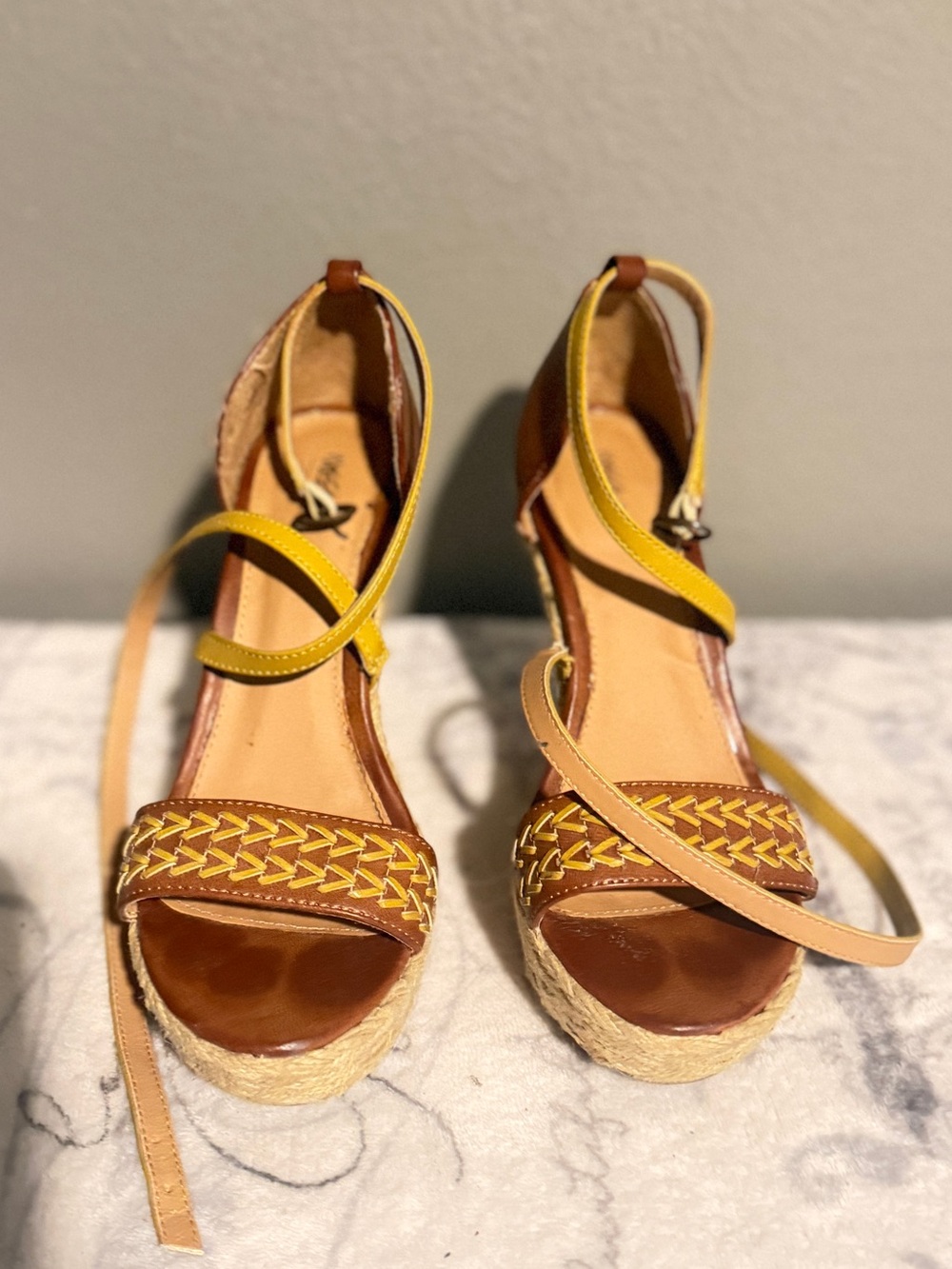 Women’s Braided Espadrille Wedge Sandals in Brown & Tan